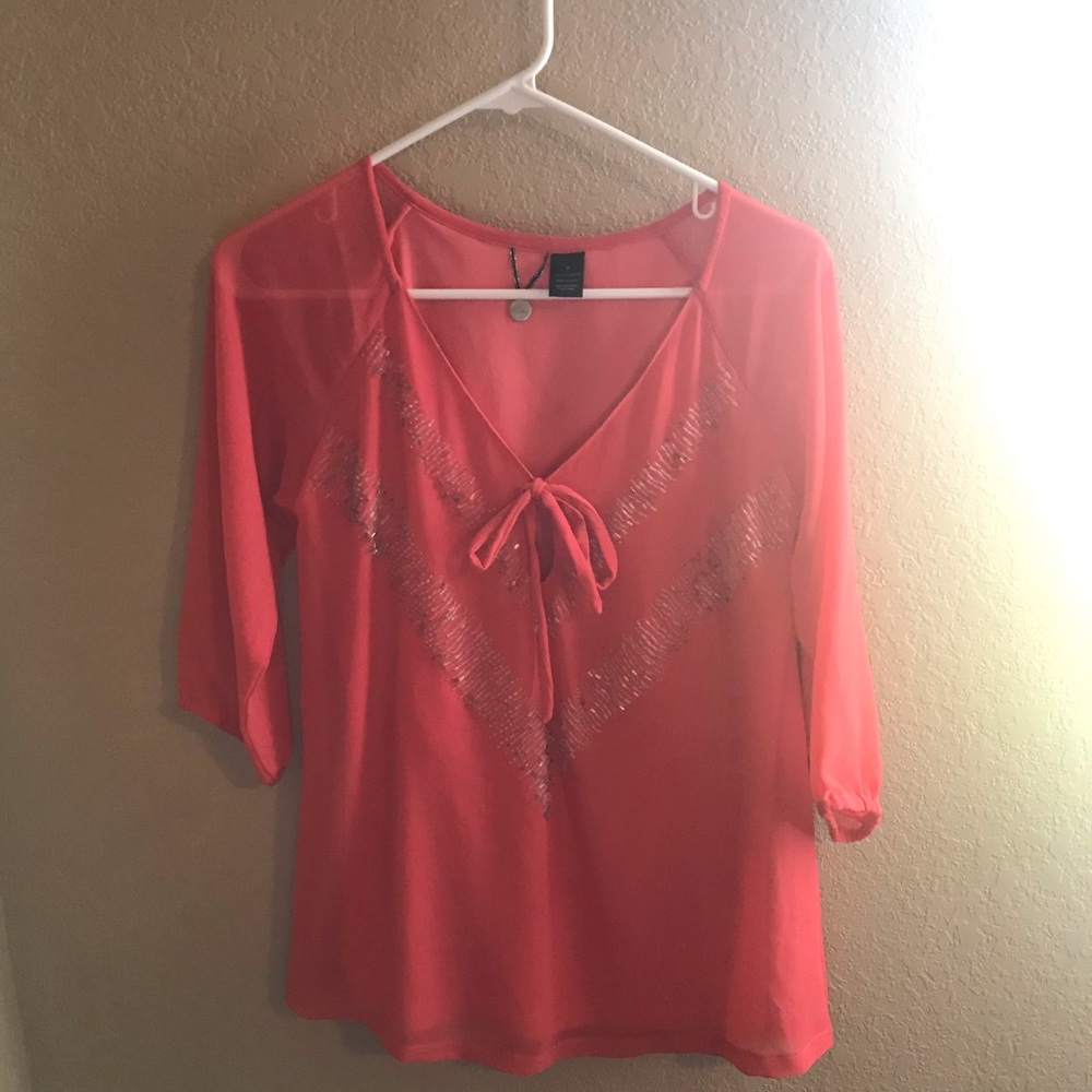 BKE Coral Sequin Top